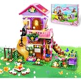 HERMORRYSS House Building Kit, Tree House Building Kit with LED, 685 Pieces Houses Building Blocks on the Tree with Slide, An