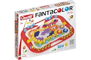 Quercetti Fantacolor Design Mix, Gioco Chiodini per Bambini con 300 Chiodini Colorati, Mosaico Bambini 3-6 anni, Giochi Bambini 3 Anni, Giochi Educativi e Creativi, Made in Italy