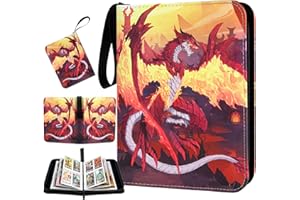 TAOPE Segregator na karty kolekcjonerskie z 4 kieszeniami, 400 kieszeni, kompatybilny z kartami TCG, MTG, Yu-Gi-Oh, kolekcjonerski album na karty z 50 zdejmowanymi rękawami, dla kolekcjonerów chłopców