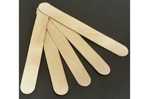 CANDY RUSH 50 Jumbo Natural Coloured Wooden Lolly Sticks - Packed by the CandyRush™ Charity - 148x20x2mm - for Ice or Cake Pops & Kids Crafts Models