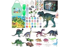 DONGQI Dinosaurios Juguetes Pintura Kit para Niños, Dinosaurios Juguetes regalos de Creativo, DIY juguetes de dibujo con Coche de Juguete de Dinosaurio, Creativo Juego niños 3 4 5 6 7 8 9 10Años