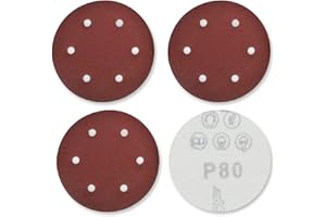 DIDATOOL Disco Abrasivo da 225 mm, 40 Pezzi 9 Pollici 6 Fori Carta Vetrata, P40 a P400 Carta Vetrata per Levigatrici, Smerigliatrici per Cartongesso, Levigatrice per Muro Eccetera (P80)