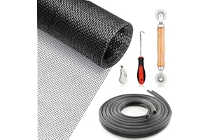 ACEBON Zanzariera Rete in Fibra di Vetro per Finestre 120 * 300CM Telo Ricambio, Net Resistente a Raggi UV, per Finestra e Porta Zanzariere (1 Pezzo con Utensili)