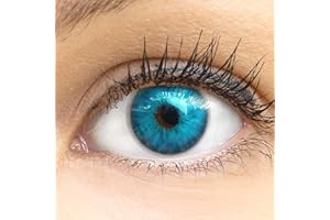 GLAMLENS Lenti a contatto colorate Madrid Blue blu - con custodia per lenti a contatto - blu in idrogel al silicone - 2 pezzi - DIA 14,00 - senza correzione 0.00 diottrie