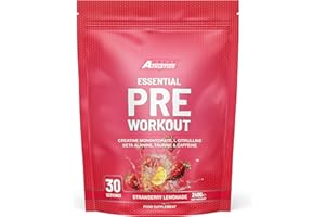 Freak Athletics Essential Pre Workout Powder - Strawberry Lemonade Pre Workout - 240g 30 Servings (240G, Strawberry Lemonade)