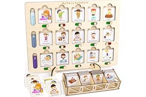TEUVO Semainier Enfant, Calendrier Enfant Educatif Tableau Recompense avec 40 Quotidienne Activités Cartes pour Autisme Apprendre Tableau Routine Enfant 2 3 4 5 6 7 8 Ans Horaire de Travail & Repos