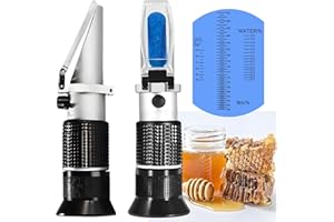 Honey Refractometer,V·RESOURCING Hand Held Be'(Baume)/Brix/Water Refractometer for Honey Test,Tri-Scale(Baume:38-43°;Brix:58-92%;Water:12-27%)