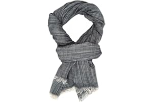 Ella Jonte Herren Schal aus 100% Baumwolle – leichter weicher breiter Schal in Grau oder Blau meliert, Leinenoptik, stilvoll & elegant