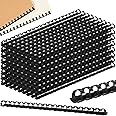 MAKINGTEC 100 Pcs Plastic Comb Binding Spines 21 Holes 1/2 Inch Black Binding Comb Spines 90 Sheet Capacity Letter Size Plastic Spiral Binding for Notebooks Desk Calendars Picture Album