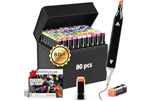 RUAGUMO® SUPER PACK 80 Rotuladores Alcohol PREMIUM + CUADERNO REGALO Para Practicar | Marcadores Alcohol Doble Punta | 2s De Secado | Alcohol Markers | Canetas Ideal Para Profesionales y Principiantes