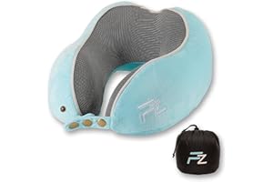 FLOWZOOM® Comfy Kids Coussin de Voyage en mémoire de Forme | Coussin de Voiture, Avion Enfant | Bleu Clair, Petit