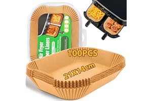 HUMTEOXI Airfryer Papier do Pieczenia -100 sztuk- 21-14cm - do frytkownicy powietrznej z podwójną Ninja Dual/Double Stack