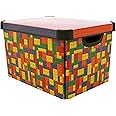 Curver Stockholm Lego Blocks Kitchen, Living room, Bathroom, Bedroom, Utility Large Rectangular Deco Storage Box 22 Litres - Multi Colour