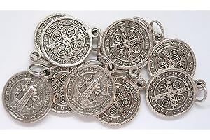 GENERICO 60.047.30 medaglia di san benedetto argento originale da 1,6 cm 16 mm con anello esorcista esorcismo lotto stock da 10 pezzi