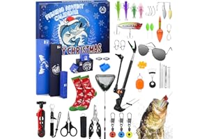 Joellfuner Calendrier de l'Avent Pecheur, Calendrier de l'Avent Homme, Compte à Rebours Noel avec 24 Outils et Equipements de Pêche, Cadeau Surprise Noël pour Homme et Passionné de Pêche