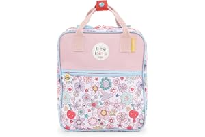 Just bee kids Backpack | Lightweight, Spacious, Padded | Bottle Storage | Sturdy Wipe-Clean Polyester | Adjustable Straps | Retro Print | Children & Toddler Bag for Nursery, School, Travel