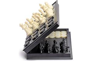 YELLOW MOUNTAIN IMPORTS 2 in 1 Travel Magnetic Chess and Checkers Set - 12.5"