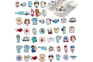 LUNZA 50 Pièces Infirmière Chaussures Pins, Décoration de chaussures de dessin animé, Charmes de Chaussure en PVC, Pins Crocs Enfant Thème Médical, pour DIY Chaussures, Aide Soignante Accessoire Chaussure