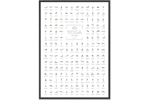 JUNOMI® Poster de Yoga DIN A2 avec 168 postures et asanas, accessoires de yoga pour studios et exercices à domicile, idée cadeau parfaite pour le yoga | sans cadre