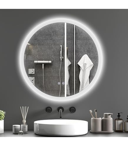 Ronde Badkamerspiegel Met Verlichting 60 Cm - LED Aanraakschakelaar Dimbaar 3 Kleuren IP55
