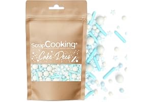 ScrapCooking - Blau Streusel & Zuckerperlen 70 g - Essbare Tortendeko Perlen - Blau Sprinkles Deko - Gebäckstreusel - Zuckerperlen - Dekoration für Desserts Kuchen Geburtstag – 7448