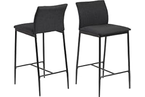 AC Design Furniture Devin Sgabello, A: 90,5 x L: 41 x P: 48,5 cm, Grigio, Tessuto/Metallo, 2 pz