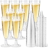 50 Reusable Plastic Champagne Glasses Unbreakable Cups BPA Free 160 ml | Stackable Plastic Champagne Flutes for Weddings, Bir