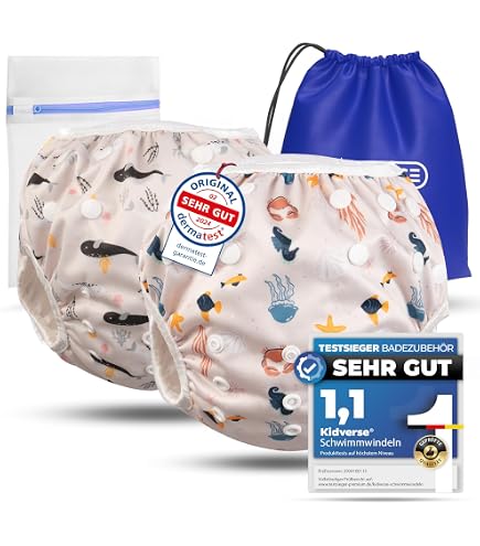 LÄSSIG Baby Kinder Schwimmwindel Windelbadehose/Swim Diaper Waves Blue