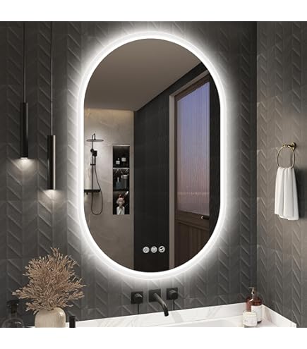 LUVODI Badkamerspiegel, rond, diameter 80 cm, wandspiegel met verlichting, badkamerspiegel met ophangriem en zwart aluminium frame, condensvrij, dimbaar, IP44 waterdicht, energiebesparend