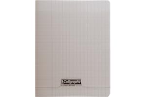 Calligraphe 18126C Un Cahier Agrafé Gris (une Marque de Clairefontaine) - 17x22 cm - 96 Pages Grands Carreaux - Papier Blanc 90 g - Couverture Polypro Transparent