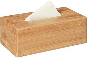 Relaxdays Kosmetiktuchbox, aus Bambus, Box für Kosmetik- & Taschentücher, Tücherbox nachfüllbar, Taschentuchbox, natur