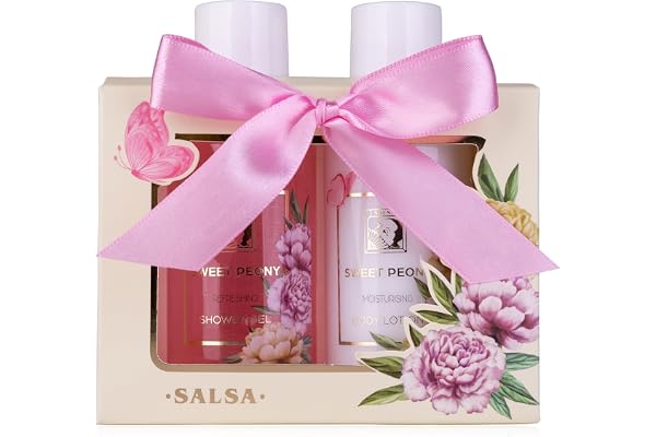 Accentra - Set de Douche Femmes SWEET PEONY - Cadeau Bien-être 2 Pièces Avec Gel Douche et Lotion Dans Une Belle Boîte - Idéal Pour la Saint-Valentin, Fête des Mères et Noël