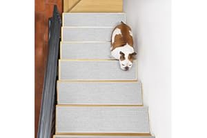 JHLGRE Tappeti per Scale Interne, 20cm*76cm 4pcs, Coprigradini per Scale, Tappetini per Scale in Legno, Tappetino Antiscivolo e Fonoassorbente con Retro Adesivo, Grigio