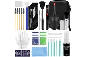 PLAPOT Kamera Reinigungset,43-in-1 Professionelle Reinigungsset für Kamera Objektiv Filter Handys mit Flüssig-Reiniger Blasebalg Pinsel Lens Cleaning Pen Mikrofasertuch