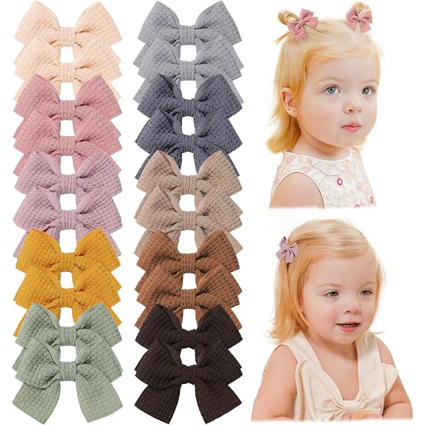 30 Pinces à Cheveux Bébé - Nœuds Ruban Gros-Grain - Antidérapantes - Pour Cheveux Fins/Nouveau-Né