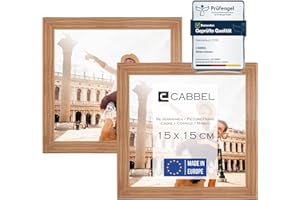 CABBEL podwójne opakowanie (zestaw 2) ramka na zdjęcia 15x15 cm, dąb, solidna rama z drewna MDF, nietłukące pleksi, do powieszenia i postawienia, idealna na zdjęcia/obrazy/kolaże