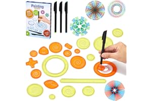 LEAZZLE Spirographe, 28 pièces Spirograph Deluxe Set,Dessin Spirale Ensemble, Multifonctionnel Spiral Designer, Mandala Designer, Creatif Pochoirs pour Peinture,Modèles de Dessin pour Enfants (orange)