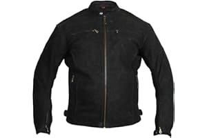 ‎MDM MDM Motorrad Lederjacke aus echtem Nubuk Leder in matt schwarz