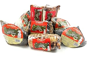 T forrest 8 x 100% Natural, Air Dried Mixed Dog Treats - 2 x Meaty Filled Cow Hooves, 2 x Empty Cow Hooves, 2 x Meaty Filled Tracheas, 2 x Beef Tracheas - Produced in UK (Assorted - 2 x each treat)
