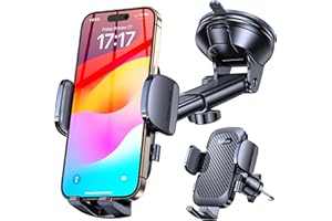 Romuto Car Phone Holder【Power Suction Cup】3 in 1 Mobile Phone Holder for Cars Dashboard/Windscreen/Air Vent【360° Rotation】Universal Car Phone Mount Cradle for iPhone＆Galaxy, All 4.0''-7'' Smartphones