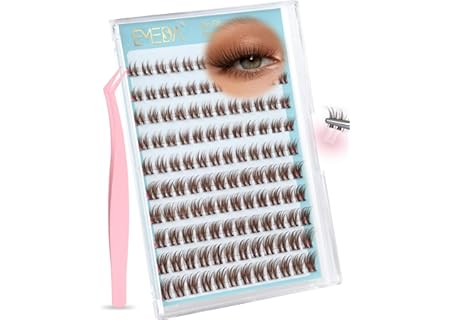 EMEDA Självhäftande Lösfransar Brun, Förklistrade Ögonfranskluster - Franssats med Pincett, D-böj 8- - Amazon Deal & Rabatt