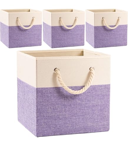 Panier Rangement Tissu Pliable Avec Poignées - Organisateur Cube Pour Vêtements Ou Jouets, Blanc 28x28cm