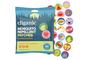 Cliganic Mosquito Repellent Stickers (90 Pack) - Positive Vibes Patches for Kids, Natural DEET-Free, Essential Oil Infused