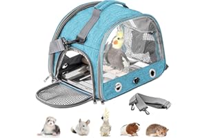 PORFOYO Sac de transport pour oiseaux avec perchoir et plateau en acier inoxydable, sac à dos pour oiseaux, cage à oiseaux portable, sac de transport pour petits oiseaux