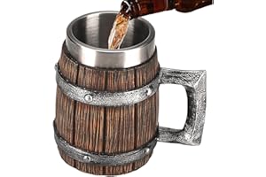 Teksome Tazza Medievale,Boccale da Birra in Legno da 600 ml per Uomo | Boccale di Birra, Tazza di caffè Fresco, Boccale di Birra Vichingo per la Decorazione del Partito, Regalo in Legno, Arredamento