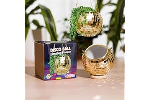 Bubblegum Stuff - Gold Disco Ball Hanging Planter - Hanging Basket For Indoor Plants, Gold Chain and Rim, Herb Planter, Boho Room Decor 4 inch
