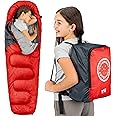 Trail Kids Sleeping Bag Mummy Shape 3 Season Camping 300gsm Boys Girls with Lightweight Rucksack Bag