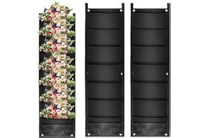 JWTRSVTY 2 Pièces Sacs De Culture De Plantes Suspendus, 7 Poches Sac à Plantes Mural, Sac En Feutre Mural De Résistant A Eau, Sac de Plantation Vertical, pour Balcon, Extérieur, Jardin, Cour