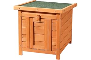 Wiltec Cabane pour Chat 420x515x430 mm en Bois d’Épicéa, Abri pour Petits Animaux avec Toit Ouvrable et Revêtement Bitumé, Niche Extérieure pour Jardin/Balcon