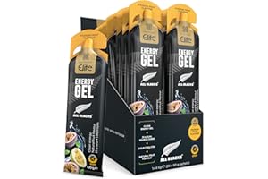 HEALTHSPAN ELITE Passion Fruit Flavoured Energy Gels | All Blacks | with at Least 24g Dual Source, Fast Acting Carbs | Added Electrolytes (Sodium, Potassium & Calcium) | Informed Sport Accredited | Vegan